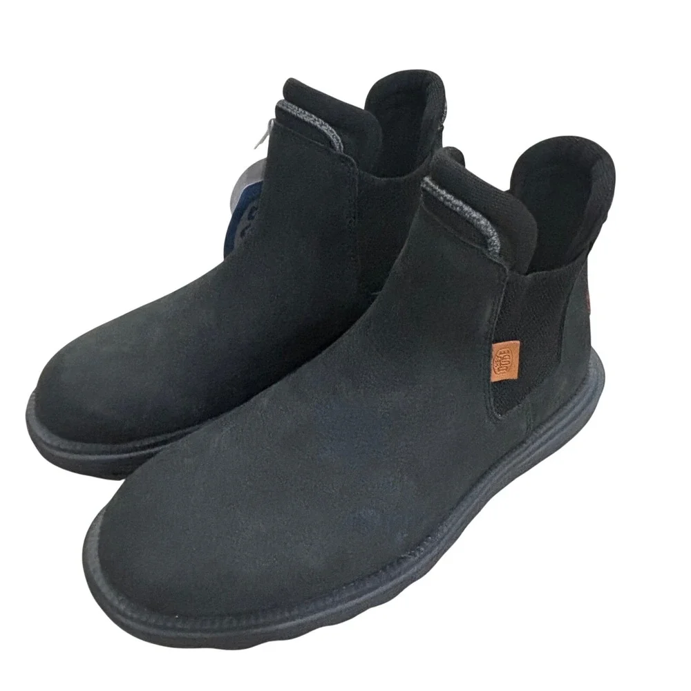 Hey Dude Branson‎ Boot M Craft Leather Black Mens Size 7 Chelsea Boots 40187-001